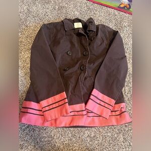 Girls Crazy 8 Brown Pea Coat with Pink Trim size 7/8